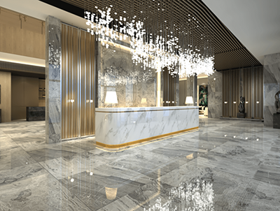 Marble lobby and reception area with Turkish marble
